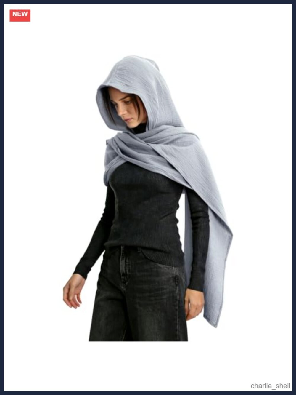 Double-Gauze Linen Cotton Hooded Cowl Scarf Shawl Cape Goth Medieval